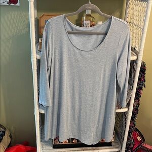 J. Jill Light Blue Scoop Neck Asymmetrical 3/4 sleeve tee